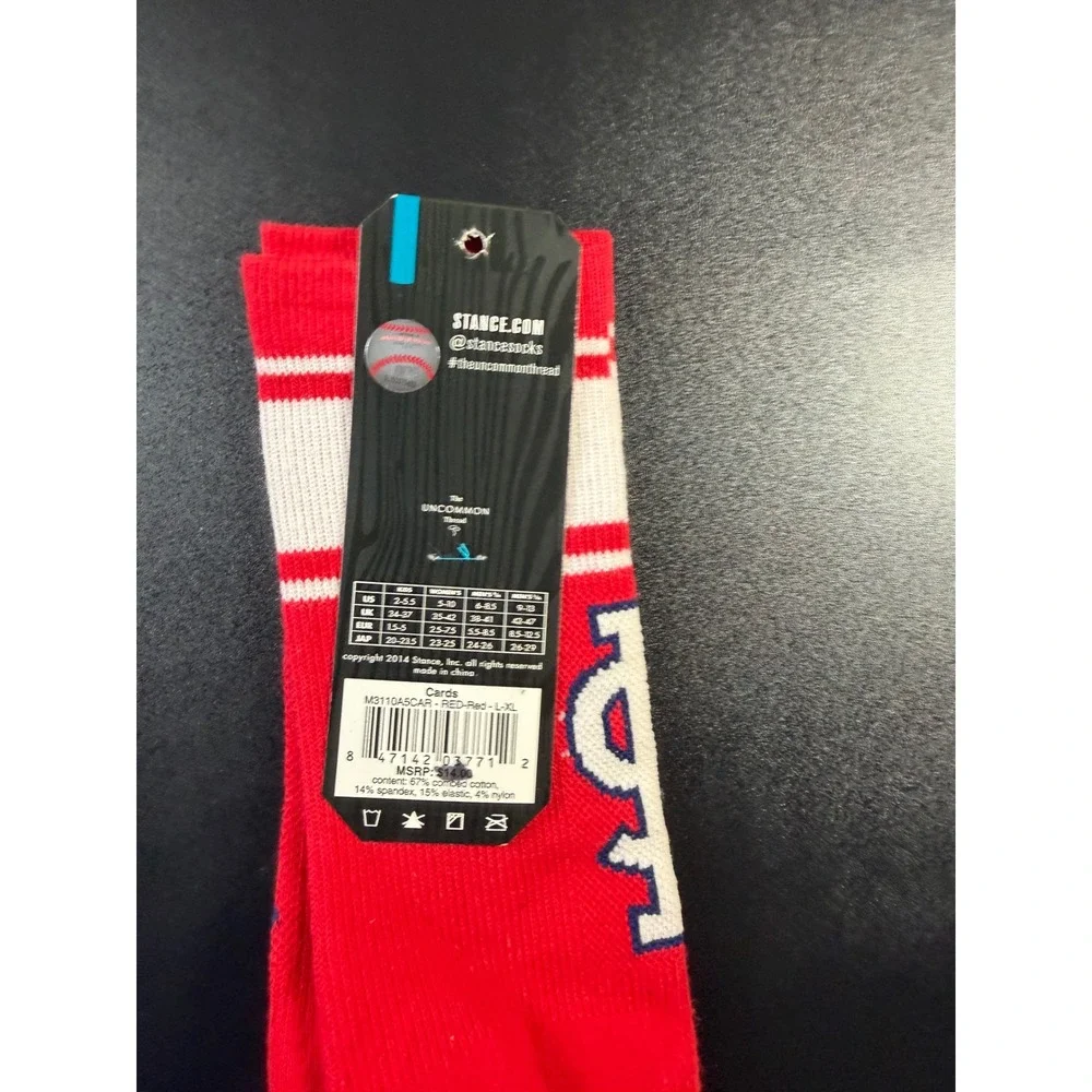Stance MLB St Louis Cardinals Socks Mens L/XL Red White Blue Crew M3110A5CAR K5